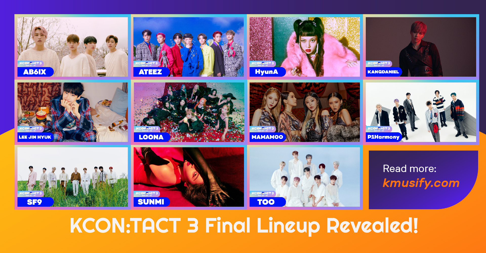 KCONTACT 3 Final Lineup Revealed! — AB6IX, ATEEZ, HyunA, KANG DANIEL