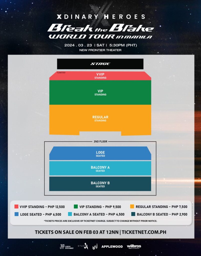 Image of Xdinary Heroes Break the Break in Manila concert Seat Map layout